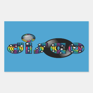 Sticker Rectangulaire Disco Dancing Ball miroir et disque vinyle