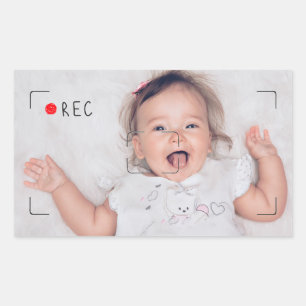 Sticker Rectangulaire Disque drôle point rouge Photo personnalisée