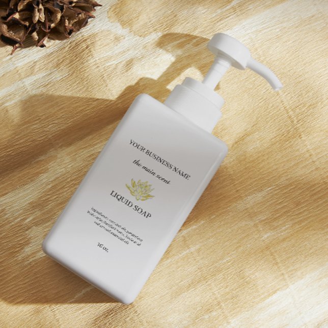 Sticker Rectangulaire Distributeur de savon liquide lotus jaune étiquett (Yellow lotus liquid soap dispenser label)