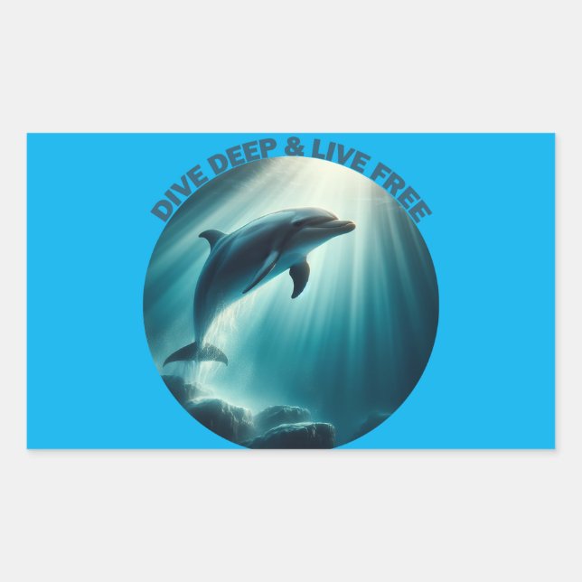 Sticker Rectangulaire Dive Deep Live Dolphin gratuit (Devant)