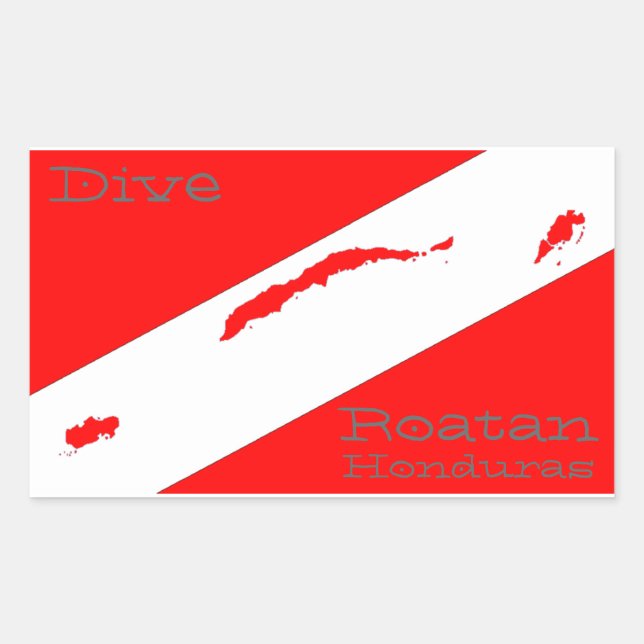 Sticker Rectangulaire Dive Roatan (Devant)