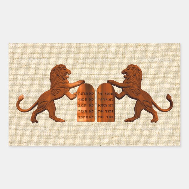 Sticker Rectangulaire Dix commandements et lions (Devant)