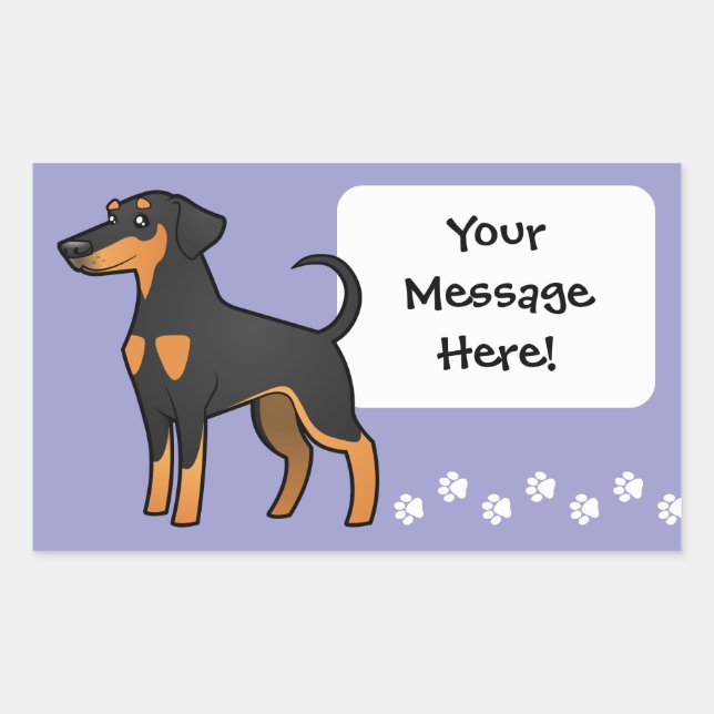 Sticker Rectangulaire Doberman Pinscher (oreilles de disquette) (Devant)