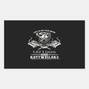Sticker Rectangulaire Dog Life better tattoos and rottweiler