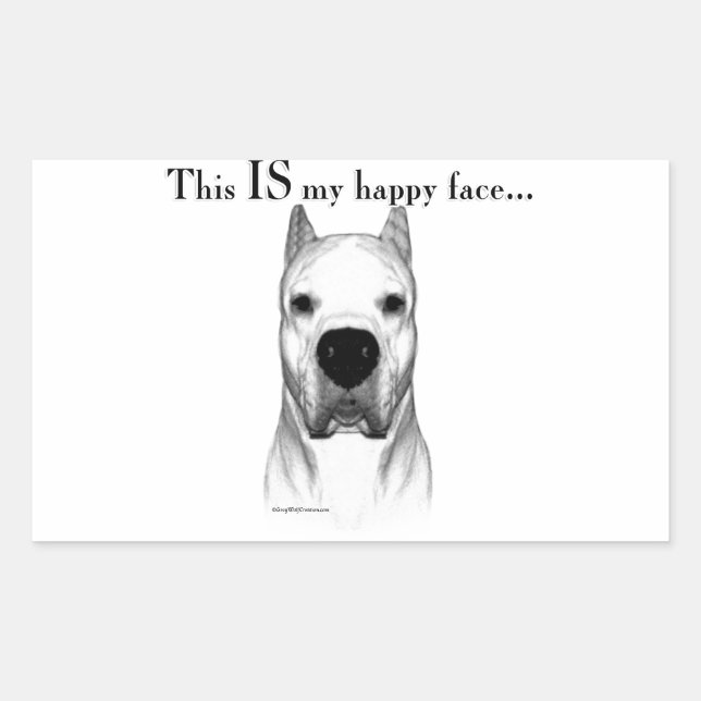Sticker Rectangulaire Dogo Argentino Joyeux Visage (Devant)