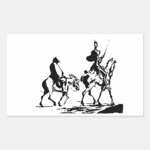 Sticker Rectangulaire Don Quichotte et Sancho Panza
