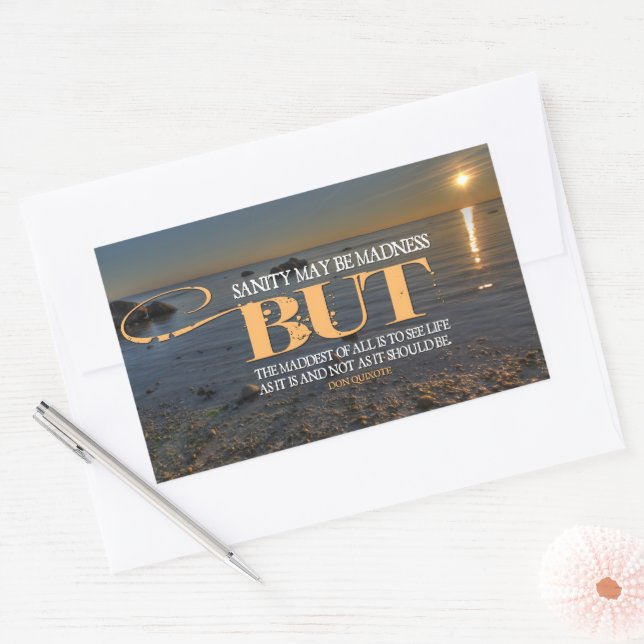 Sticker Rectangulaire Don Quichotte Inspirationnelle "Folie" (Enveloppe)