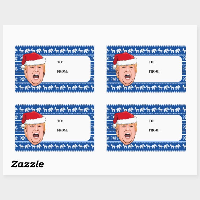 Sticker Rectangulaire Donald Trump en colère Noël (Feuille)