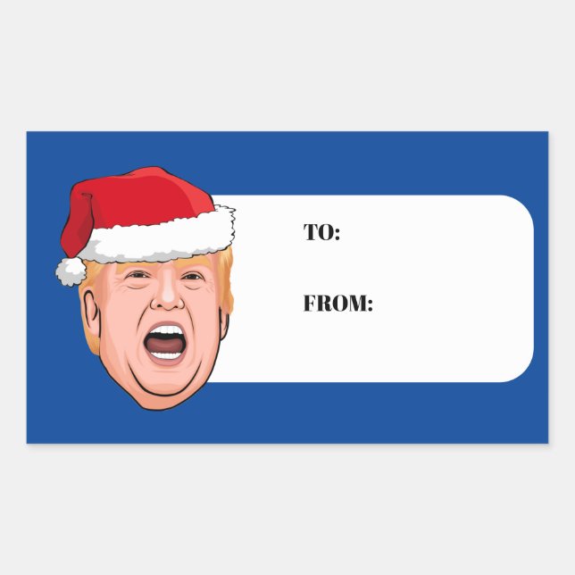 Sticker Rectangulaire Donald Trump en colère Noël (Devant)