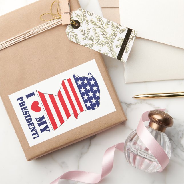Sticker Rectangulaire Donald Trump J'aime mon président (Cadeaux)
