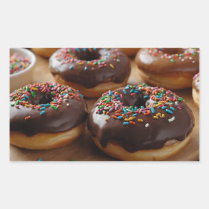Sticker Rectangulaire Donuts au Chocolat