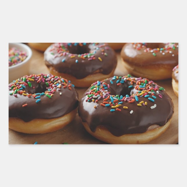 Sticker Rectangulaire Donuts au Chocolat (Devant)