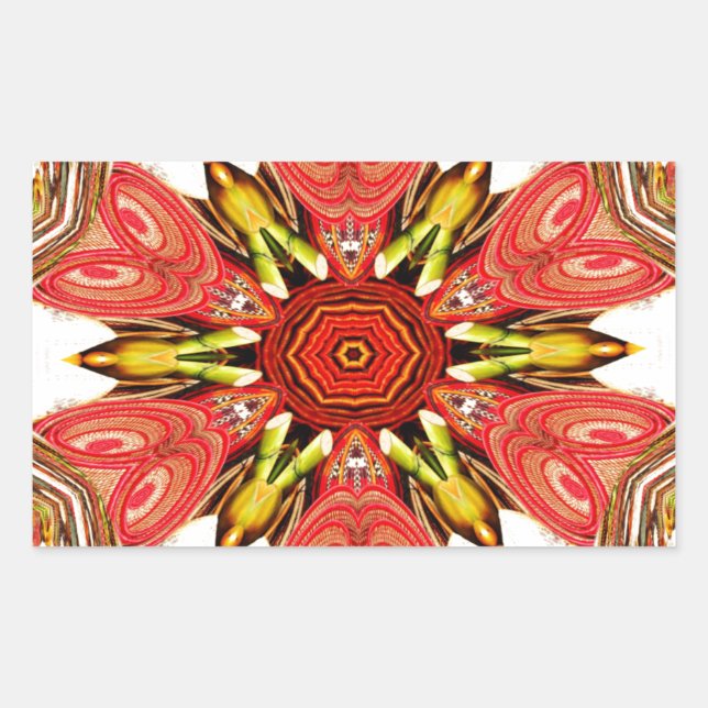 Sticker Rectangulaire Doodle Floral Art Imprimer (Devant)