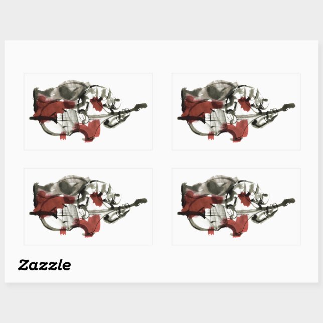 Sticker Rectangulaire Double bassiste (Feuille)