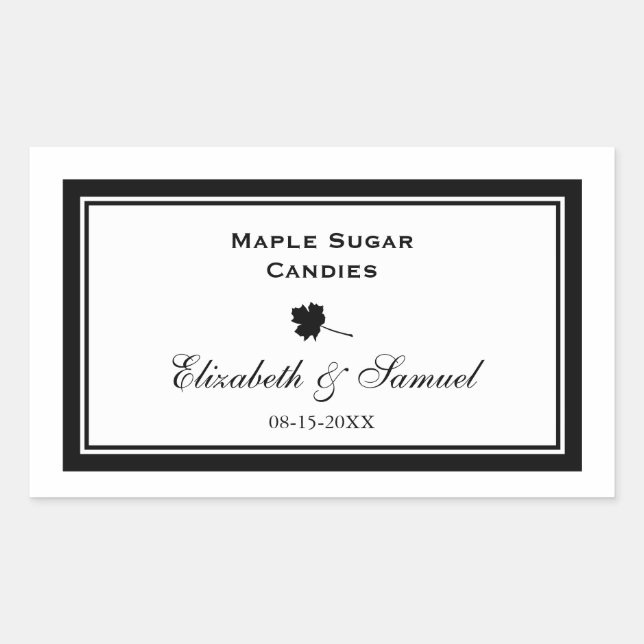 Sticker Rectangulaire Double bordure feuille d'érable accueil mariage (Devant)