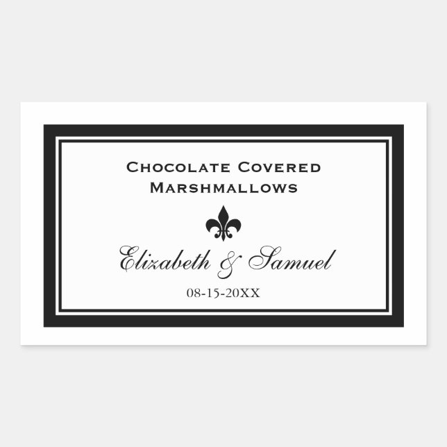 Sticker Rectangulaire Double bordure fleur de lis mariage réception cand (Devant)