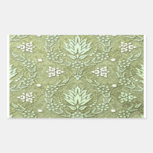 Sticker Rectangulaire Double damassé de marguerite aux nuances du vert