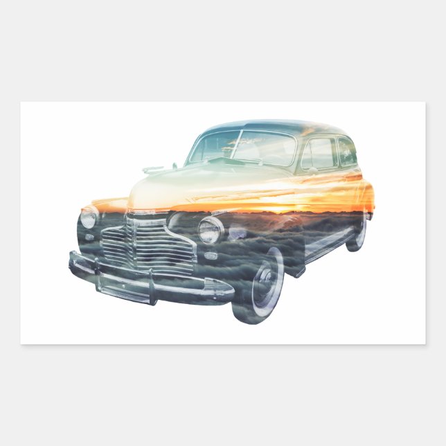 Sticker Rectangulaire double exposition du véhicule (Devant)