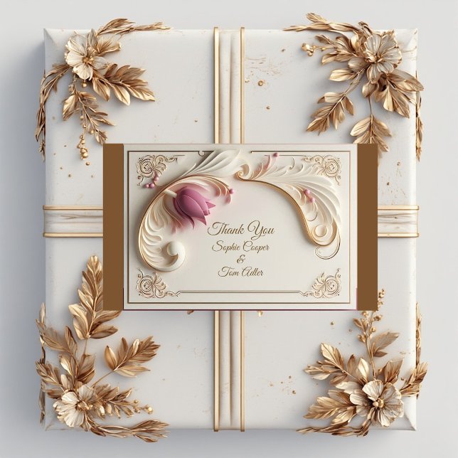 Sticker Rectangulaire Douceur baroque dorée avec tourbillons floraux de  (Soft Gold Baroque Grandeur with Tulip Floral Swirl Rectangular Sticker)