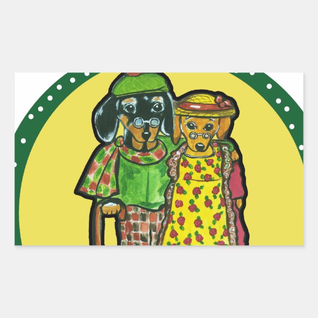 Sticker Rectangulaire Doxies des Grands-Parents (Devant)