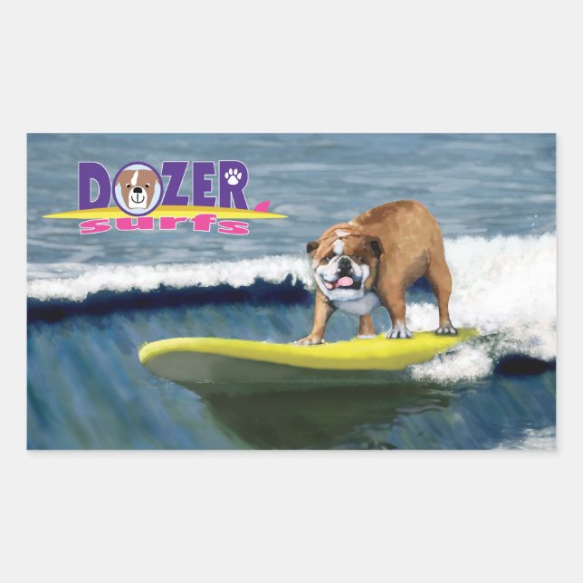 Sticker Rectangulaire Dozer Surfs une vague gagnante! (Devant)