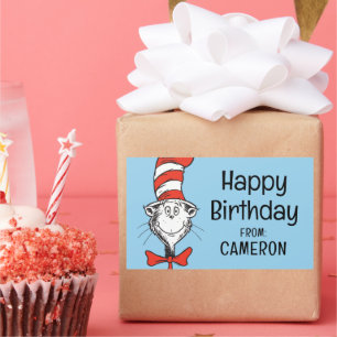 Sticker Rectangulaire Dr Seuss   Chat dans la tête du Casquette - Vintag