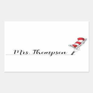 Sticker Rectangulaire Dr Seuss   Chat dans l'icône du Casquette Nom pers