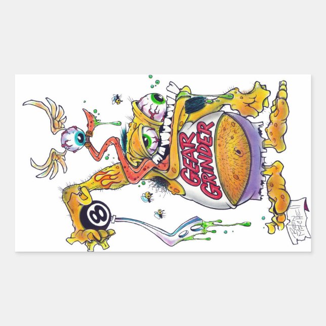 Sticker Rectangulaire Drag Daddy présente Gear Grinder 9000 (Devant)