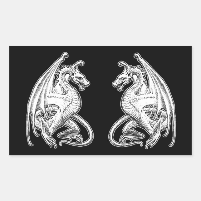 Sticker Rectangulaire Dragon ailé (Devant)
