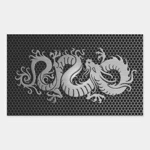 Sticker Rectangulaire Dragon chinois en acier