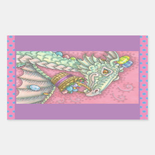 STICKER RECTANGULAIRE DRAGON DE PÂQUES OEUFS GOUTTE, IMAGINAIRES DE VACA