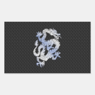 Sticker Rectangulaire Dragon de style Chrome dans Peau de serpent noir I