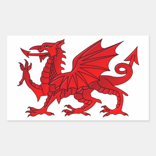 Sticker Rectangulaire Dragon gallois à effet de biseau (Devant)