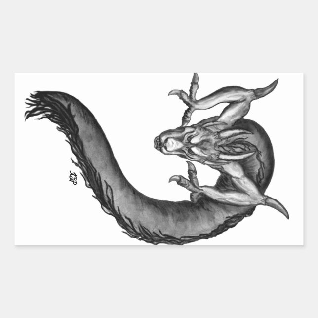 Sticker Rectangulaire Dragon noir et blanc (Devant)