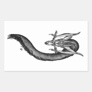 Sticker Rectangulaire Dragon noir et blanc