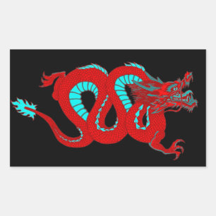 Sticker Rectangulaire Dragon rouge