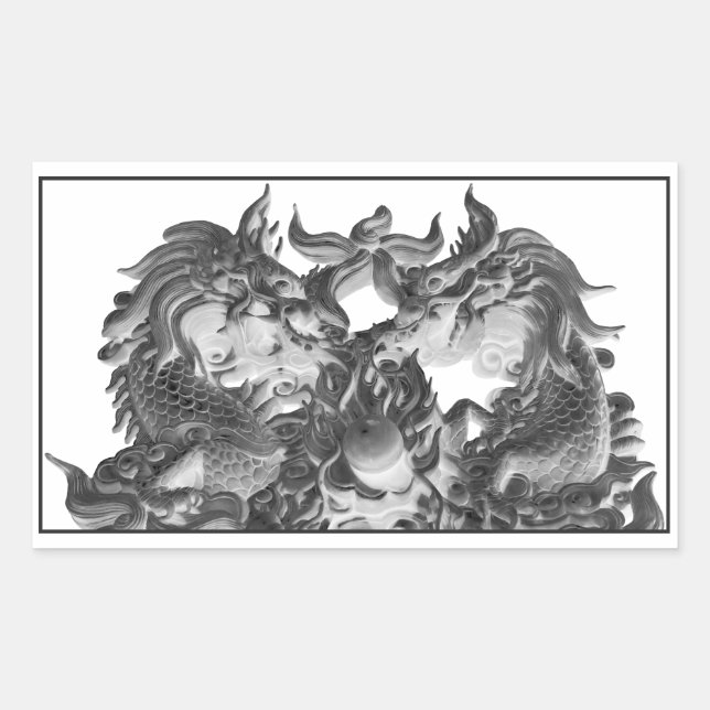 Sticker Rectangulaire Dragons chinois (Devant)
