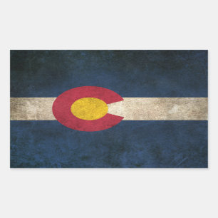 Sticker Rectangulaire Drapeau affligé par cru du Colorado