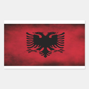 Sticker Rectangulaire Drapeau albanais Grunge [haute qualité]
