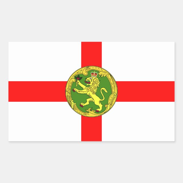 Sticker Rectangulaire Drapeau Alderney Guernesey symbole britannique (Devant)