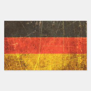 Sticker Rectangulaire Drapeau allemand vintage rayé et porté