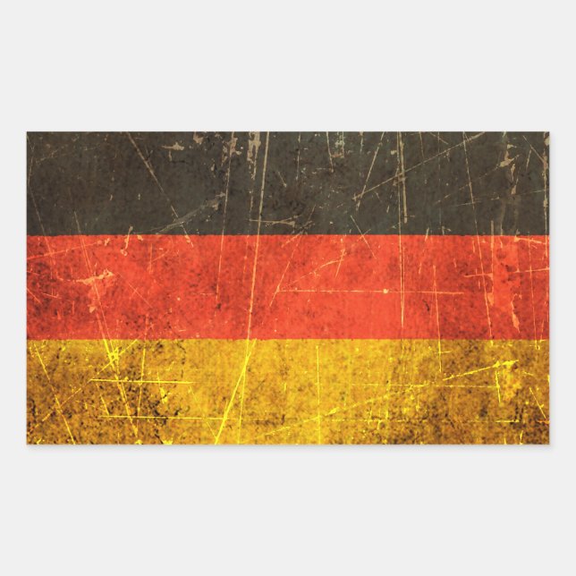 Sticker Rectangulaire Drapeau allemand Vintage rayé et usé (Devant)