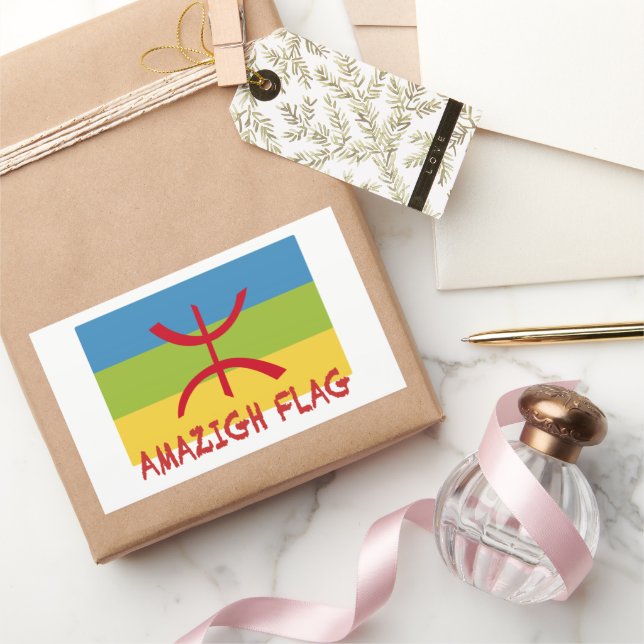 Sticker Rectangulaire Drapeau Amazigh - Drapeau Amazigh Drapeau (Cadeaux)