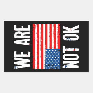 Sticker Rectangulaire Drapeau Américain à l'Envers de Protestation Nous 