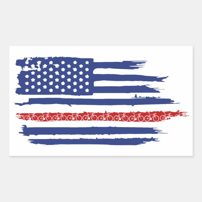 Sticker Rectangulaire Drapeau américain à vélo (Devant)