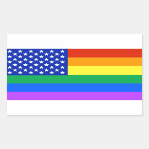 Sticker Rectangulaire Drapeau américain arc-en-ciel LGBT