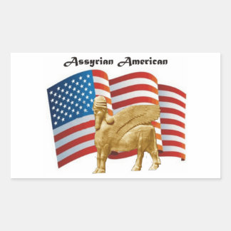 Sticker Rectangulaire Drapeau américain Assyrien à ailer