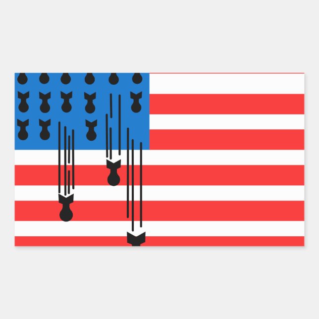 Sticker Rectangulaire Drapeau américain avec des bombes à retardement (Devant)