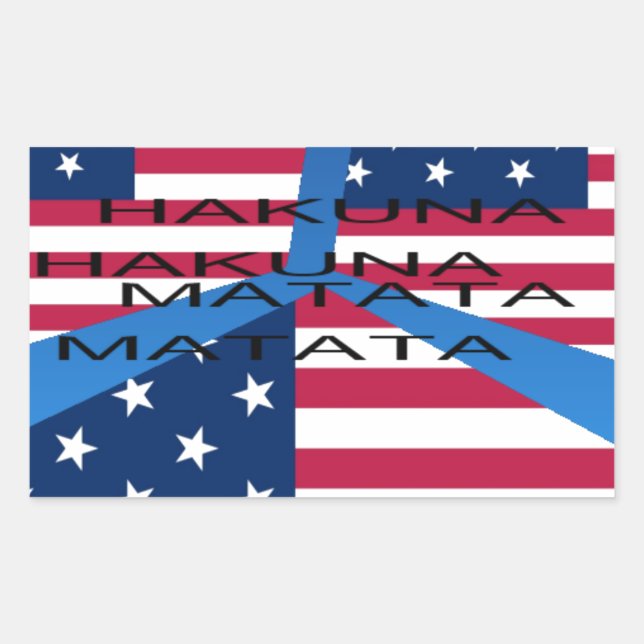 Sticker Rectangulaire Drapeau américain avec Hakuna Matata : Design patr (Devant)