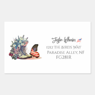 Sticker Rectangulaire Drapeau américain des botte d'ancien combattant